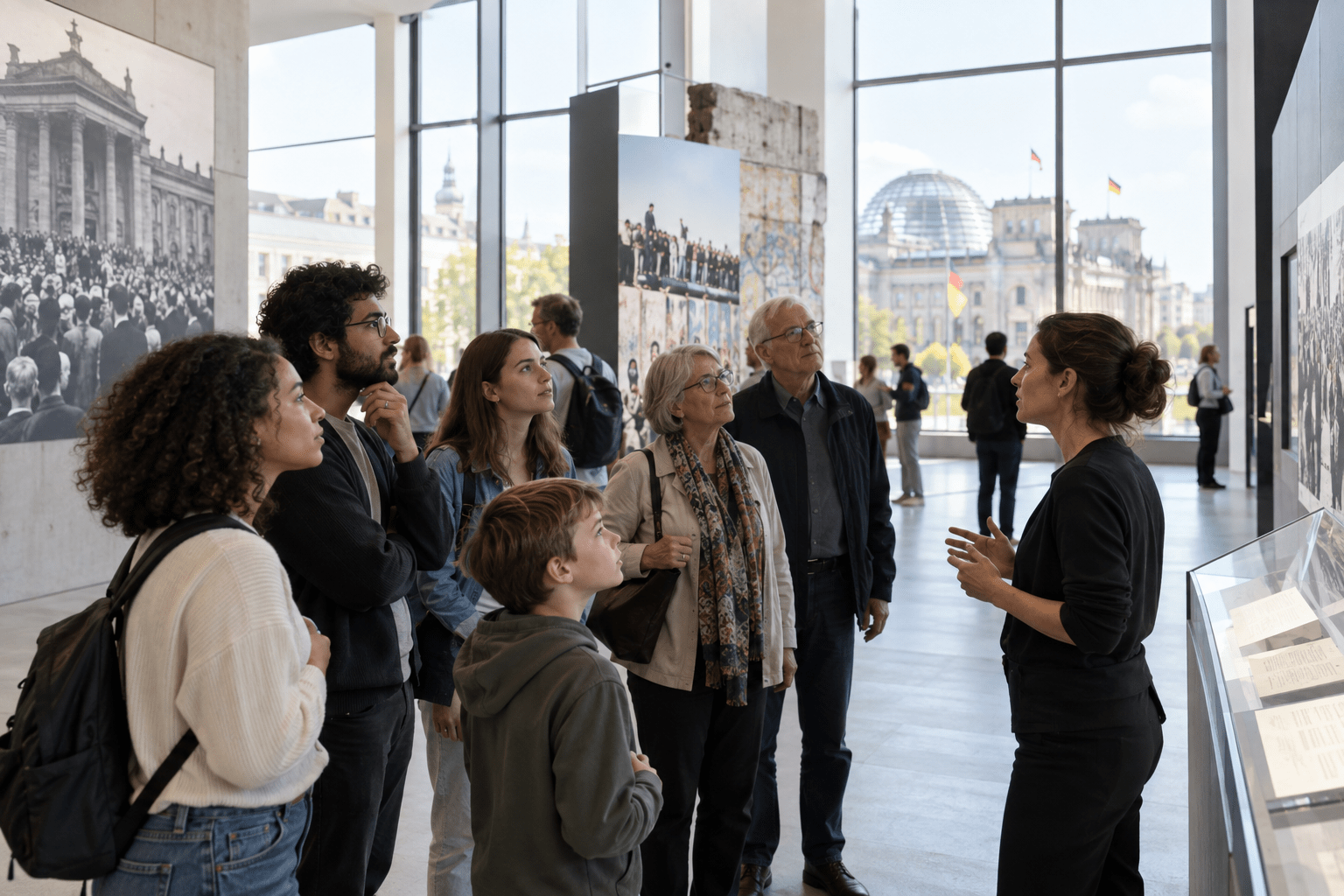 tag-der-demokratie-berlin-2026 Besuchergruppe bei einer Führung in einem Berliner Museum zum Tag der Demokratie